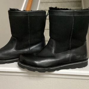 UGG Black Mid-Calf Leather Boots